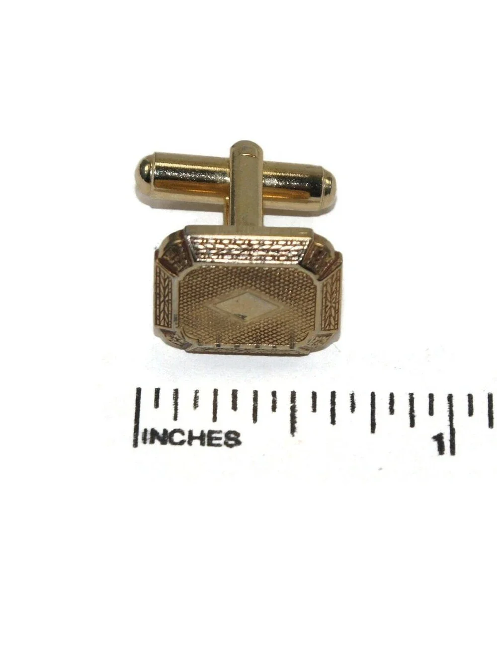 Vintage Textured Gold Tone Octagonal Cuff Links.